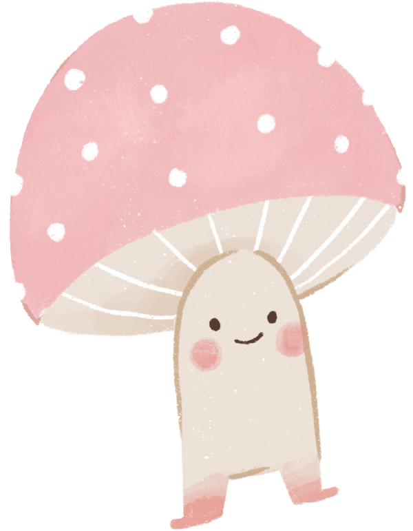 Cute Pink Watercolor Mushroom